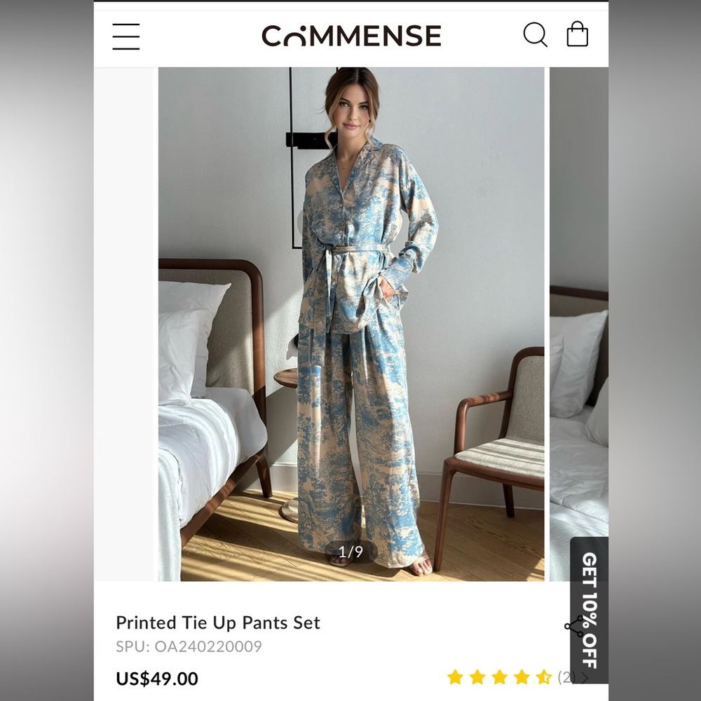 Printed Tie Up Pants Set